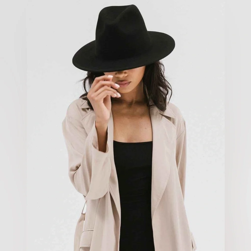 NWT Gigi Pip Wes Fedora Black size M/L 59